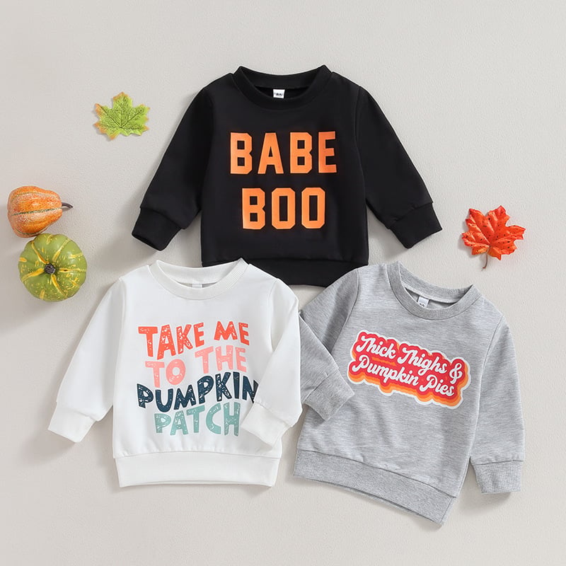 Infant Toddler Halloween Letter Print Long Sleeve Sweater