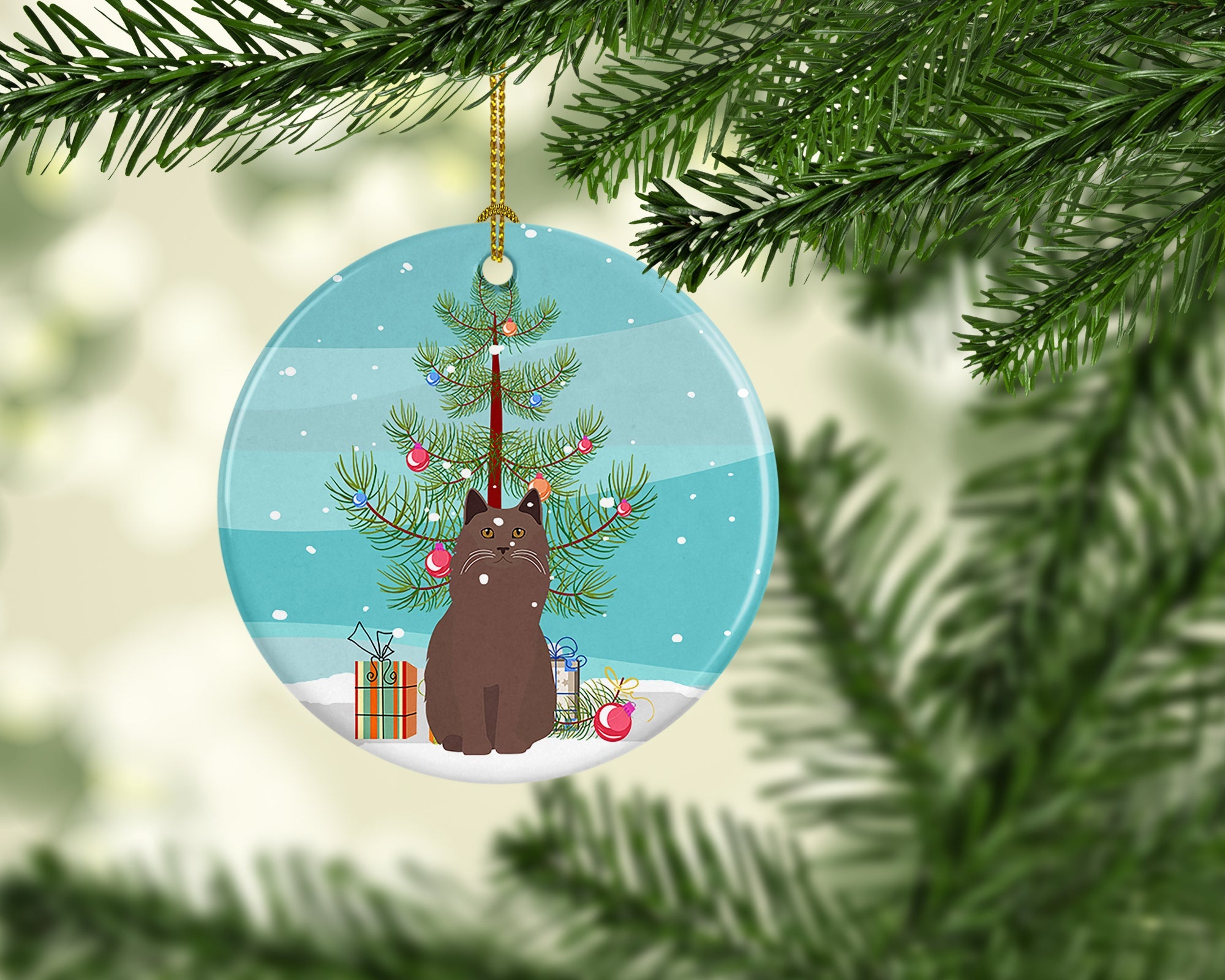 York Chocolate Cat Christmas Ceramic Ornament