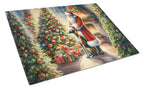 Greyhound and Santa Claus Glass Cutting Board