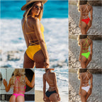 2017 New High-Waisted Solid Color Backless Swimsuit