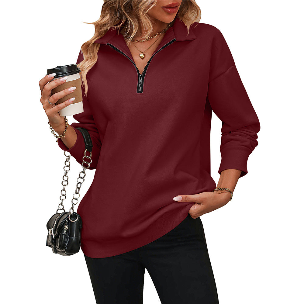 Half Long-Sleeve Zipper Fleece Sweatshirt Pullover | Streetwear