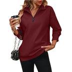 Half Long-Sleeve Zipper Fleece Sweatshirt Pullover | Streetwear
