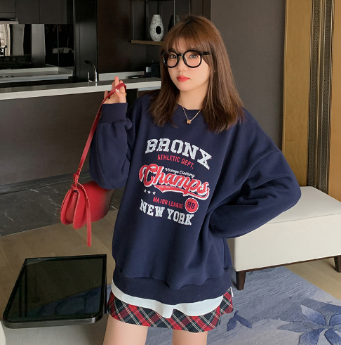 American Retro Color Block Stitching Sweater for Women
