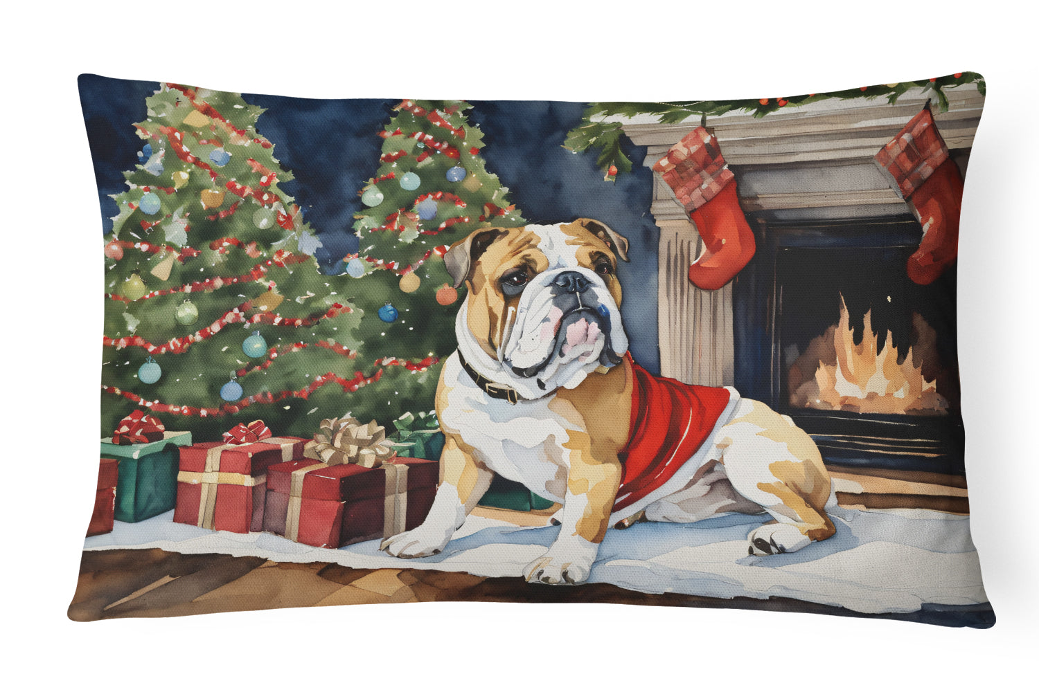 English Bulldog Christmas Throw Pillow