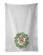 Dachshund Red Longhaired Christmas Wreath Kitchen Towel Set of 2
