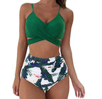 Wrap-Front Bikini Set with Leopard Bottom