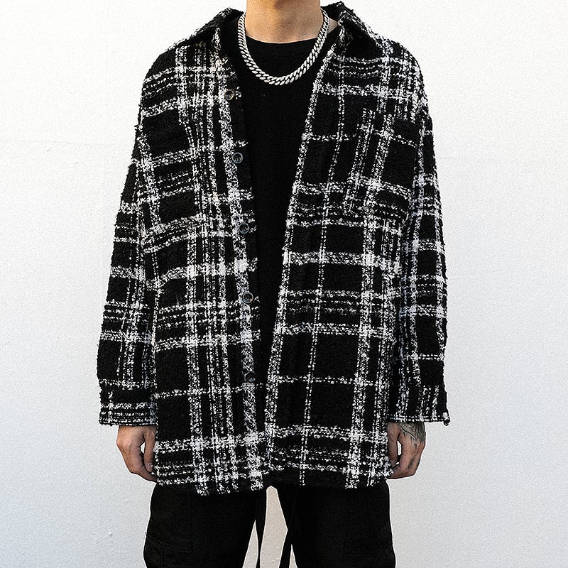 Plaid Woolen Shirt Jacket with Padding