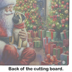 Fawn Pug and Santa Claus Glass Cutting Board