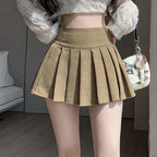 2023 High Waist Retro Corduroy Pleated Skirt for Women