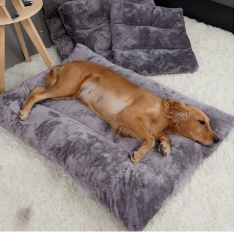 Quilted Base Long Warm Plush Dog Bed in 4 Sizes