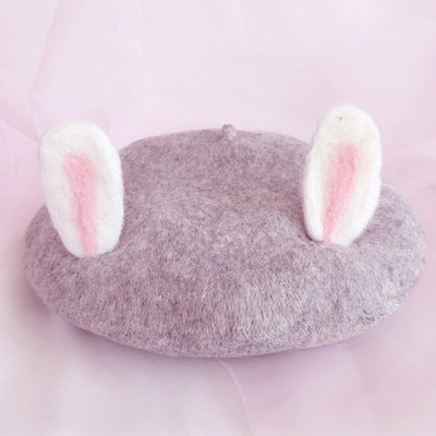 Women's Wool Tweed Cat Ears Hat - Soft and Cute