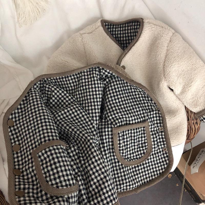 Children's Thickened Warm Reversible Checkered Coat