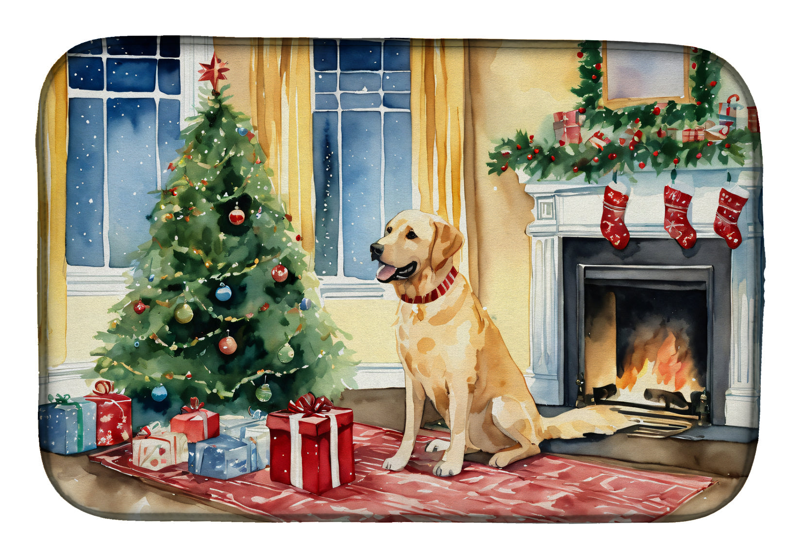 Labrador Retriever Cozy Christmas Dish Drying Mat