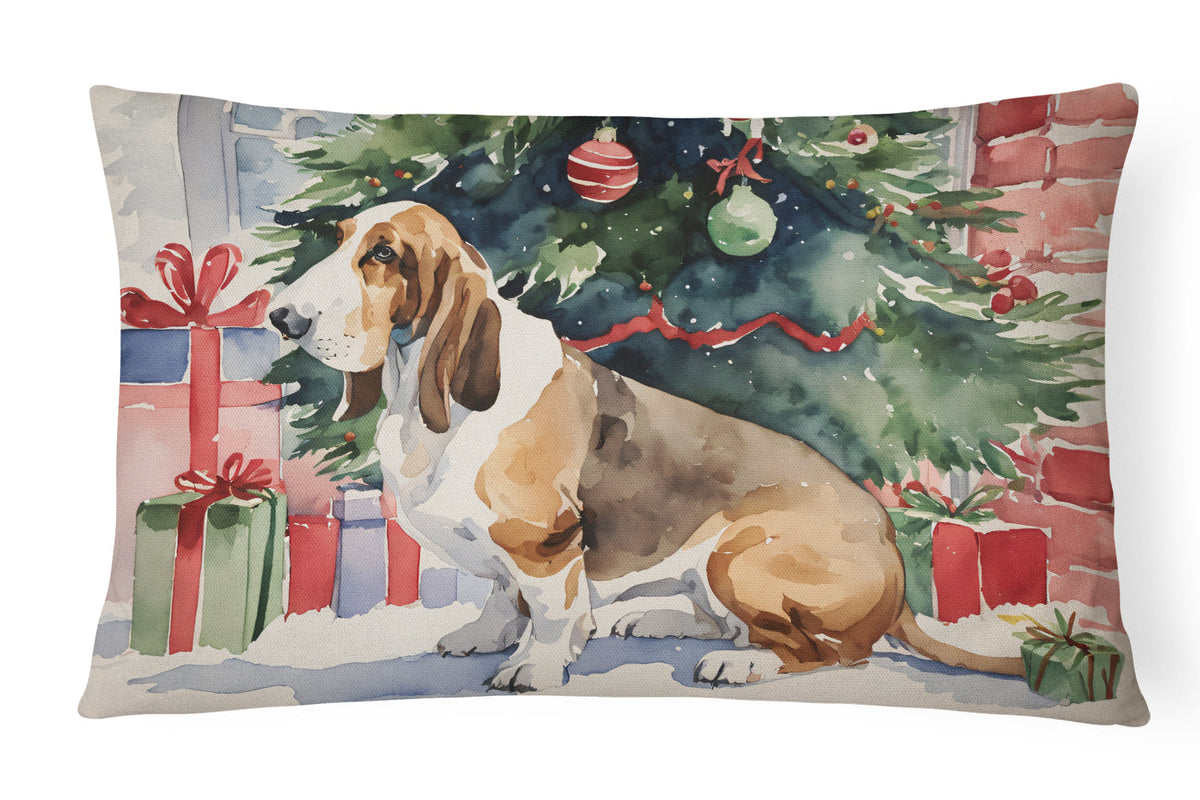 Basset Hound Christmas Throw Pillow