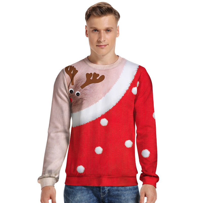 Men's 3D Christmas Reindeer Digital Print Hoodie | Streetwear