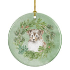 Sheltie/Shetland Sheepdog Puppy Sable Smile Christmas Wreath Ceramic Ornament