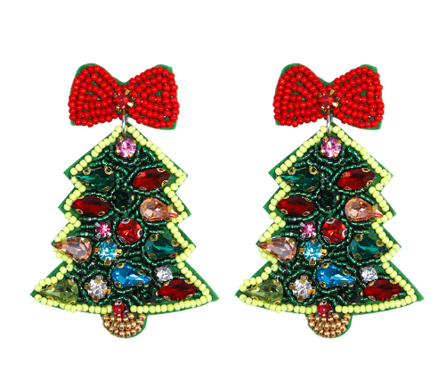 Trendy Christmas Earrings with Reindeer and Snowman Design