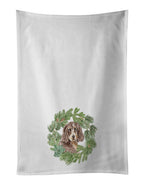 Cocker Spaniel Liver and Tan Christmas Wreath Kitchen Towel Set of 2