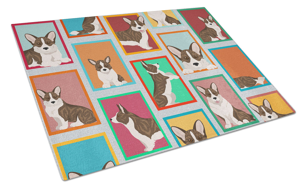 Lots of Brindle Cardigan Corgi Glass Cutting Board