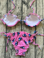 Eye Print Bikini with Ruffle Design for Women