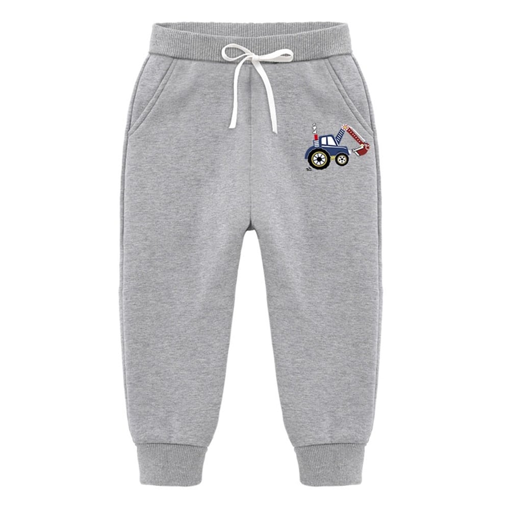 Children's Silver Fox Fleece Sweatpants - Backhoe Bulldozer