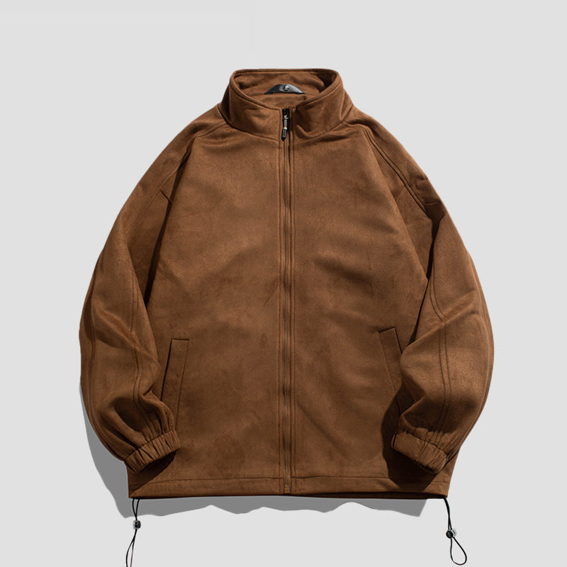 Men's Suede Button Baseball Jacket for Autumn & Winter