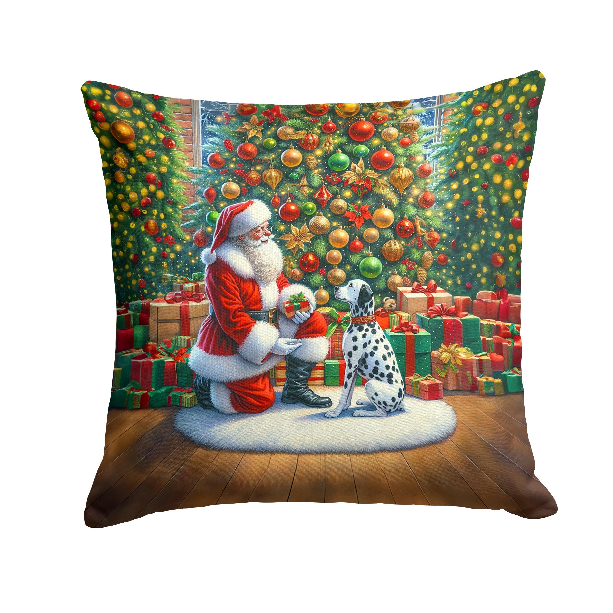 Dalmatian and Santa Claus Throw Pillow