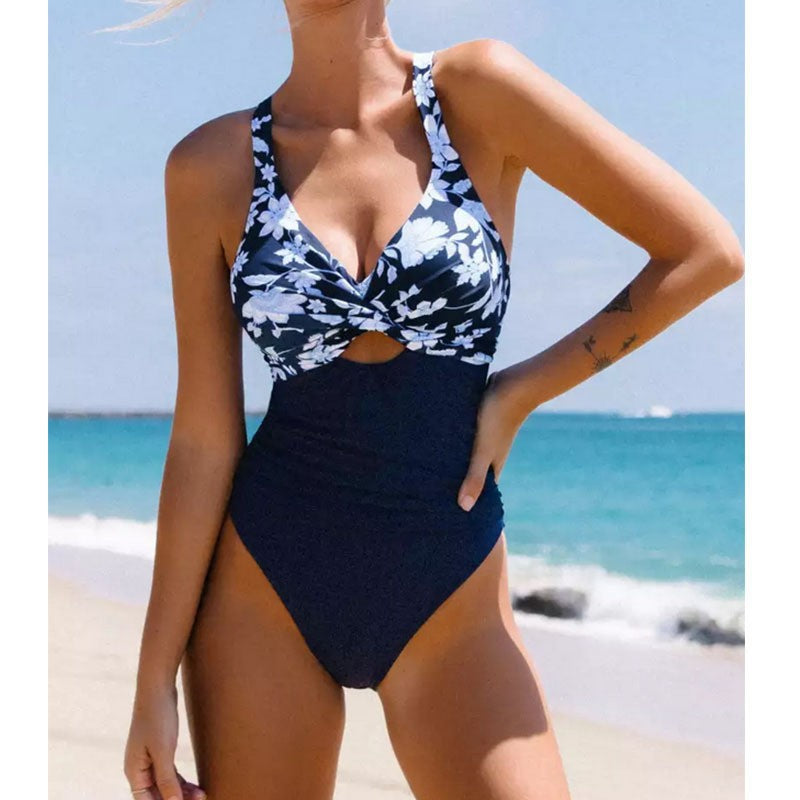 2023 Women's Fashion Print Backless Triangle Swimsuit