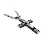 Two-Tone Cross Pendant Curb Chain Necklace for Men
