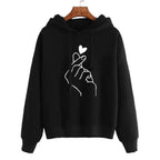 Loose Casual Printed Heart Hoodie for Women Autumn Winter | Streetwear