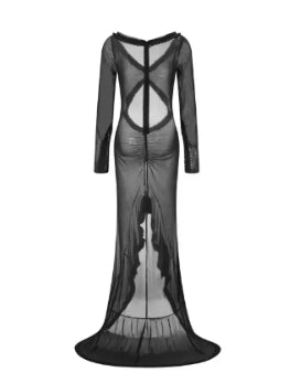 Women's Summer Mesh Nightgown with Long Sleeves