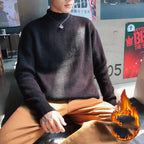 Men's Loose Plus Velvet Crewneck Sweater for Autumn/Winter