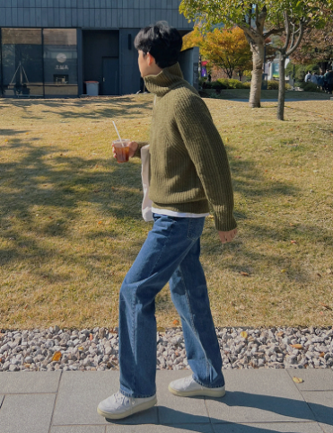 Men's Half Zip Turtleneck Sweater for Autumn & Winter