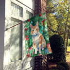 Ural Rex Cat By the Christmas Tree House Flag