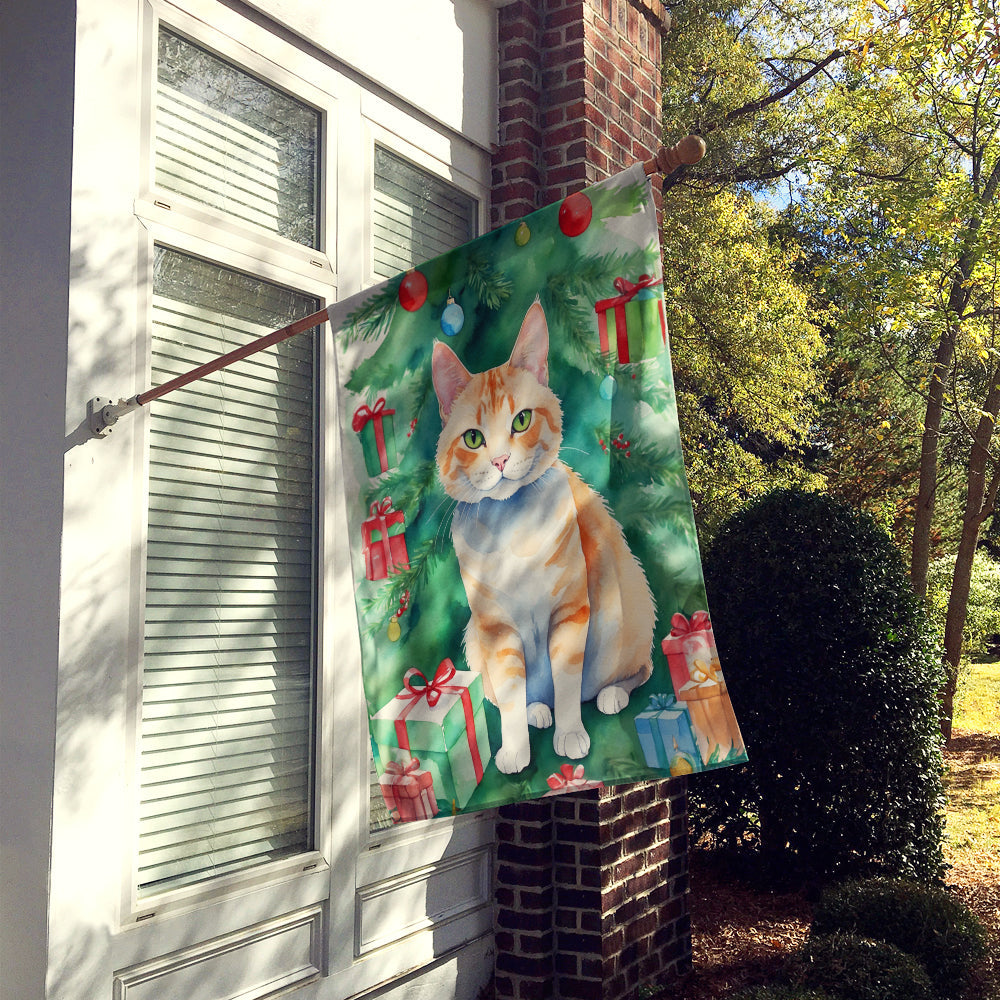 Ural Rex Cat By the Christmas Tree House Flag