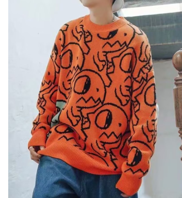 Men's Cartoon Pattern Collision Jumper