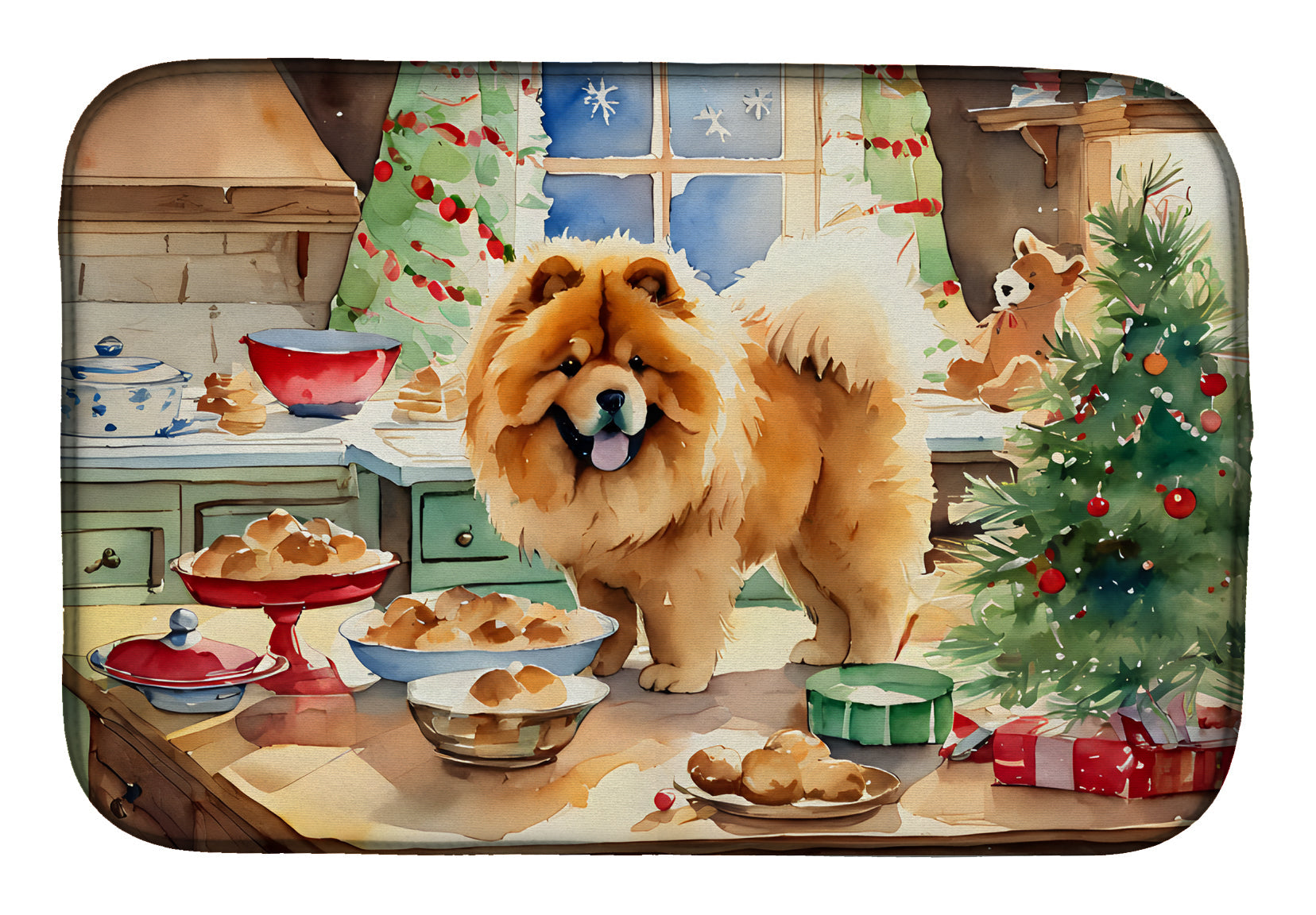 Chow Chow Christmas Cookies Dish Drying Mat