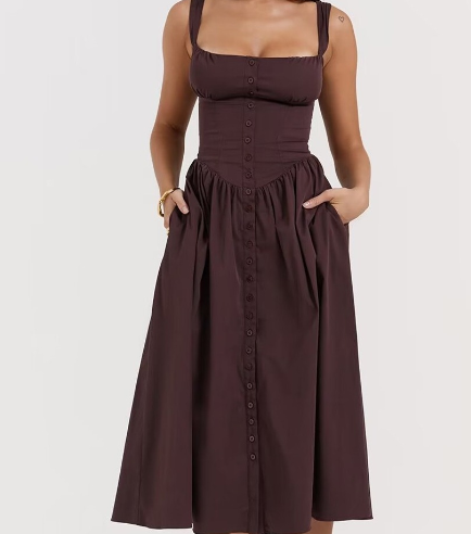 Lauren Bustier Dress with Retro Square Neck (One Piece)