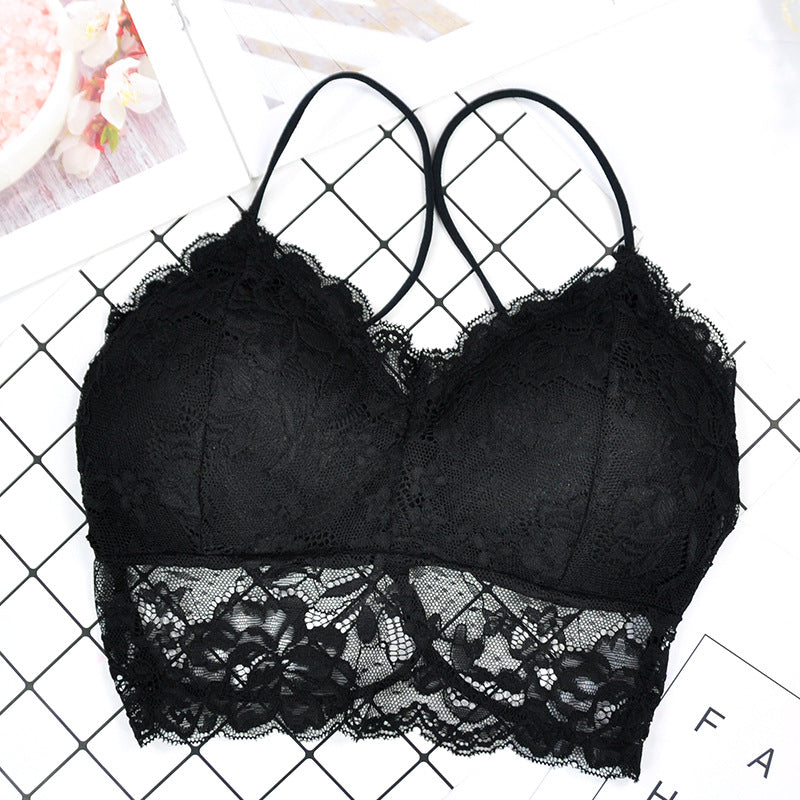Black Lace Wireless Bralette Tube Top