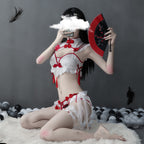 Lingerie Set with Embroidered Cheongsam and Tassels