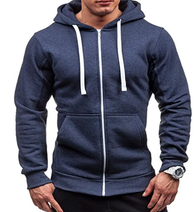 Sweatshirt Men's Zipper Hooded Jacket Men's European And American Hooded Solid Color Cardigan | Streetwear