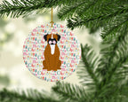 Merry Christmas Flashy Fawn Boxer Ceramic Ornament
