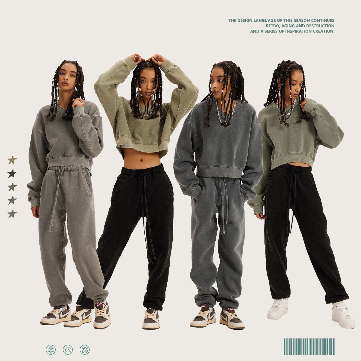 Vintage Wash Fleece V-neck Hoodie | Streetwear