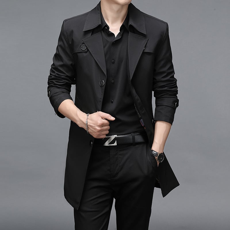 Men's Long Windbreaker Jacket - High Quality Plus Size