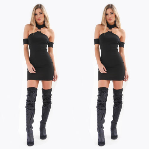 Sexy Black Off-Shoulder Bodycon Dress for Nightclubs