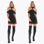 Sexy Black Off-Shoulder Bodycon Dress for Nightclubs