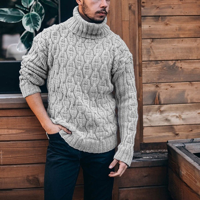 Men's High Neck Twist Knit Sweater