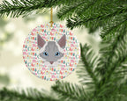 Ojos Azules Cat Christmas Ceramic Ornament