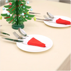 Christmas Hat Knife and Fork Holder Sleeve | Embroidered Cap