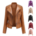 New Women's Slim Fit Leather Jacket for Spring/Fall